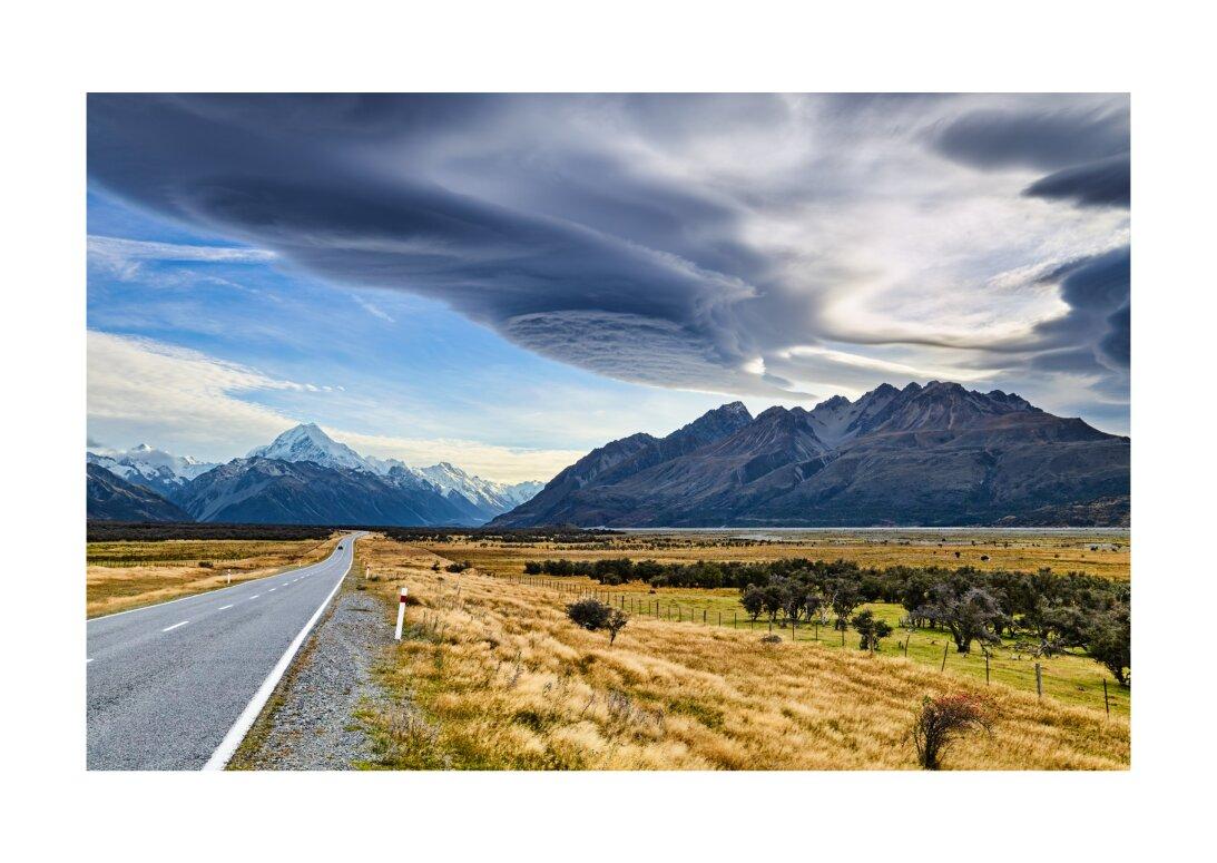 Új-Zéland, Mount Cook-ra vezető út